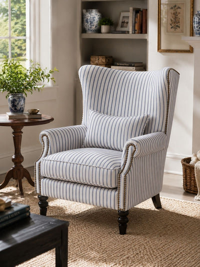 Coastal Stripe Wing Chair