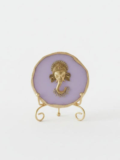 Agate Metal Ganesha Decorative Plate with Stand