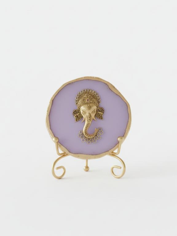 Agate Metal Ganesha Decorative Plate with Stand