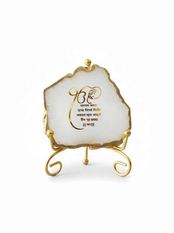 Premium Agate Decorative Plate with Stand | Mool Mantra Spiritual Design