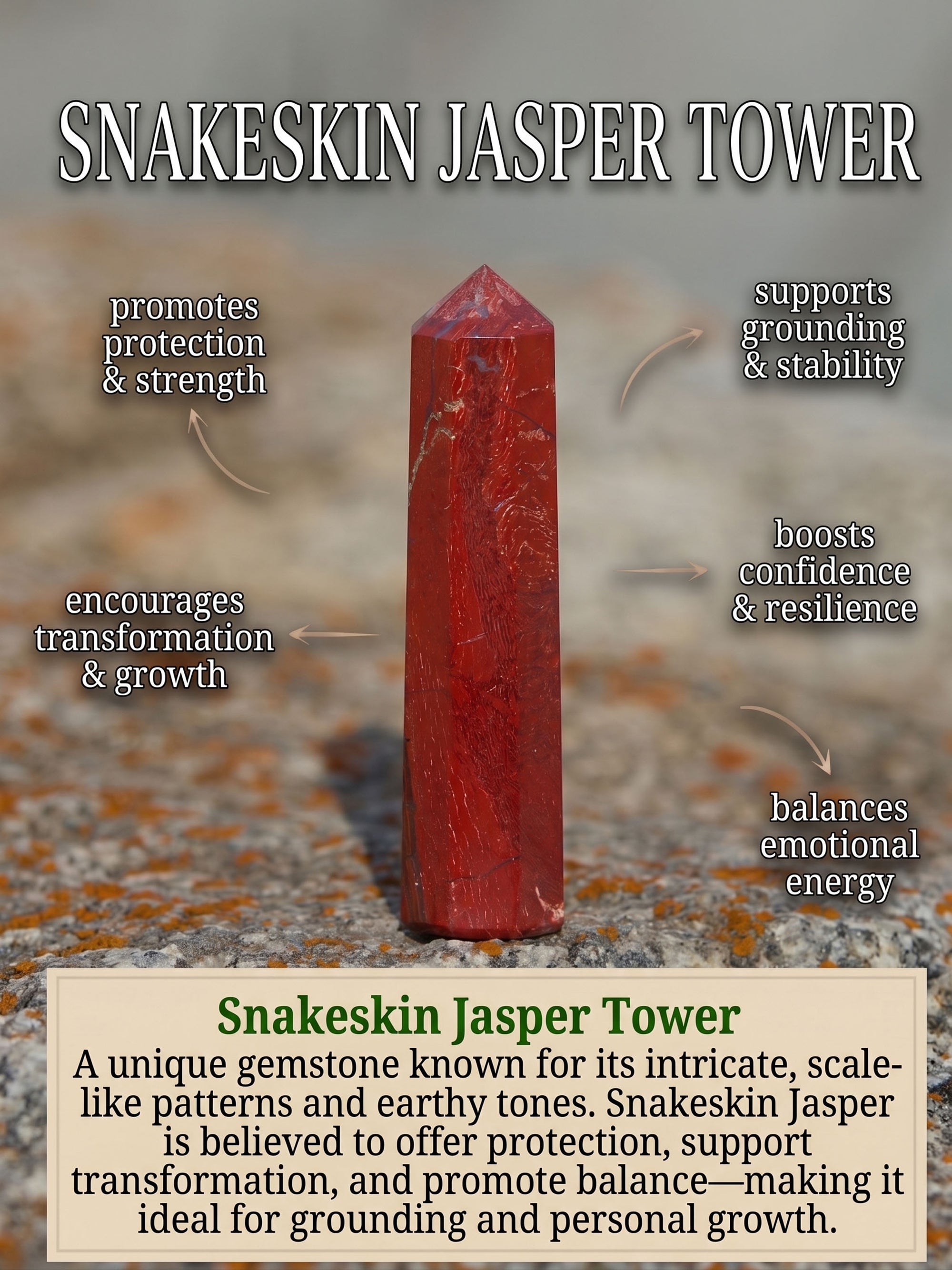 Gemstone Tower | Snakeskin Jasper Obelisk