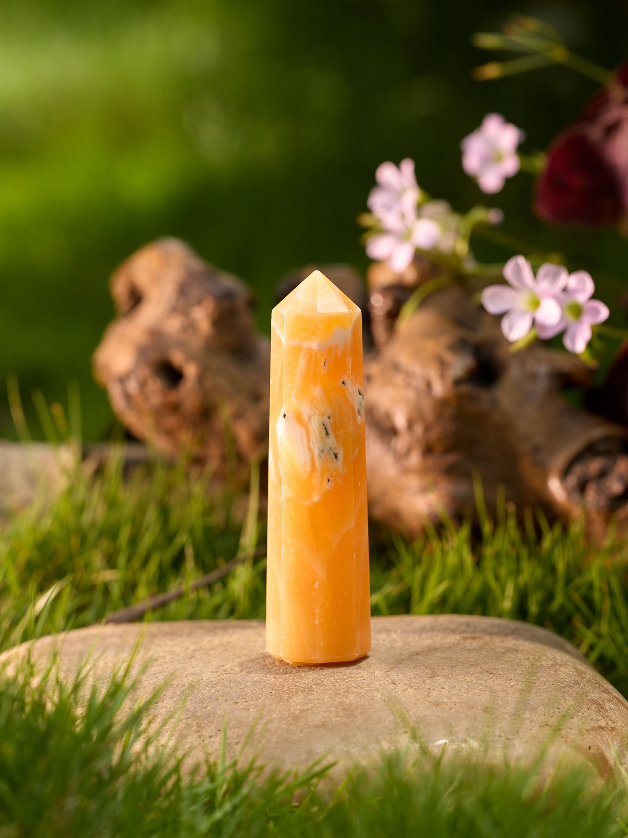 Semi-precious Stone - Orange Calcite Obelisk