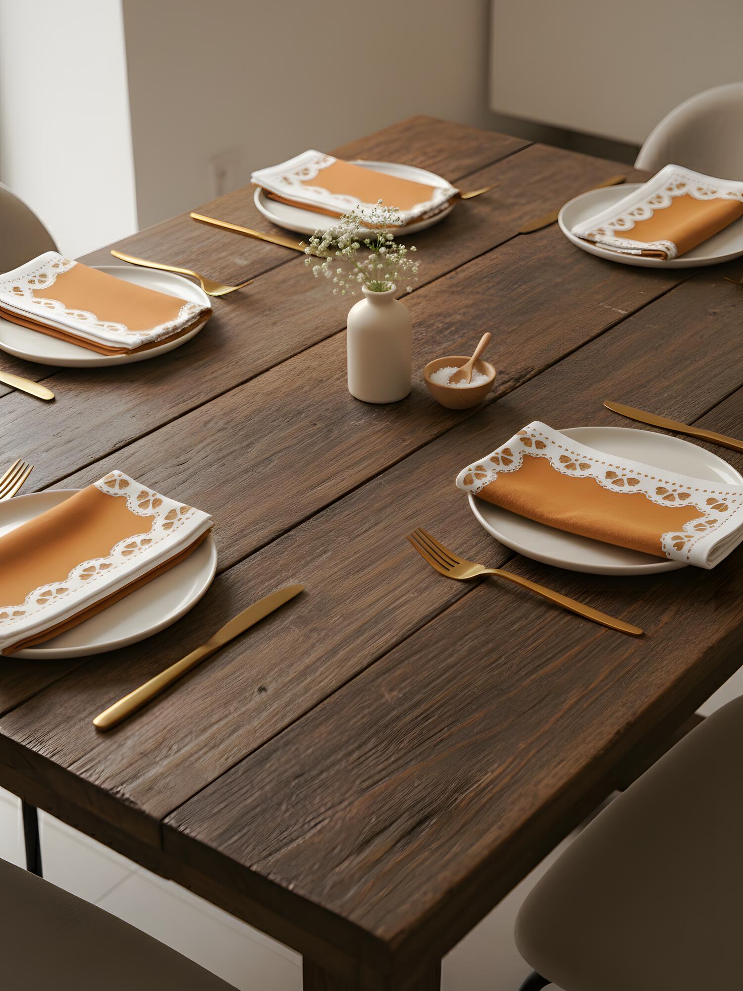 Terracotta Bloom Printed Cotton Napkins