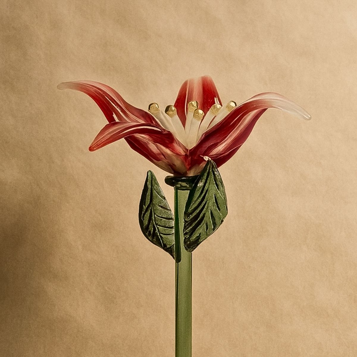 The Scarlet's Whisper – Hand-Blown Glass Flower Stem