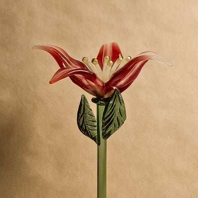The Scarlet's Whisper – Hand-Blown Glass Flower Stem