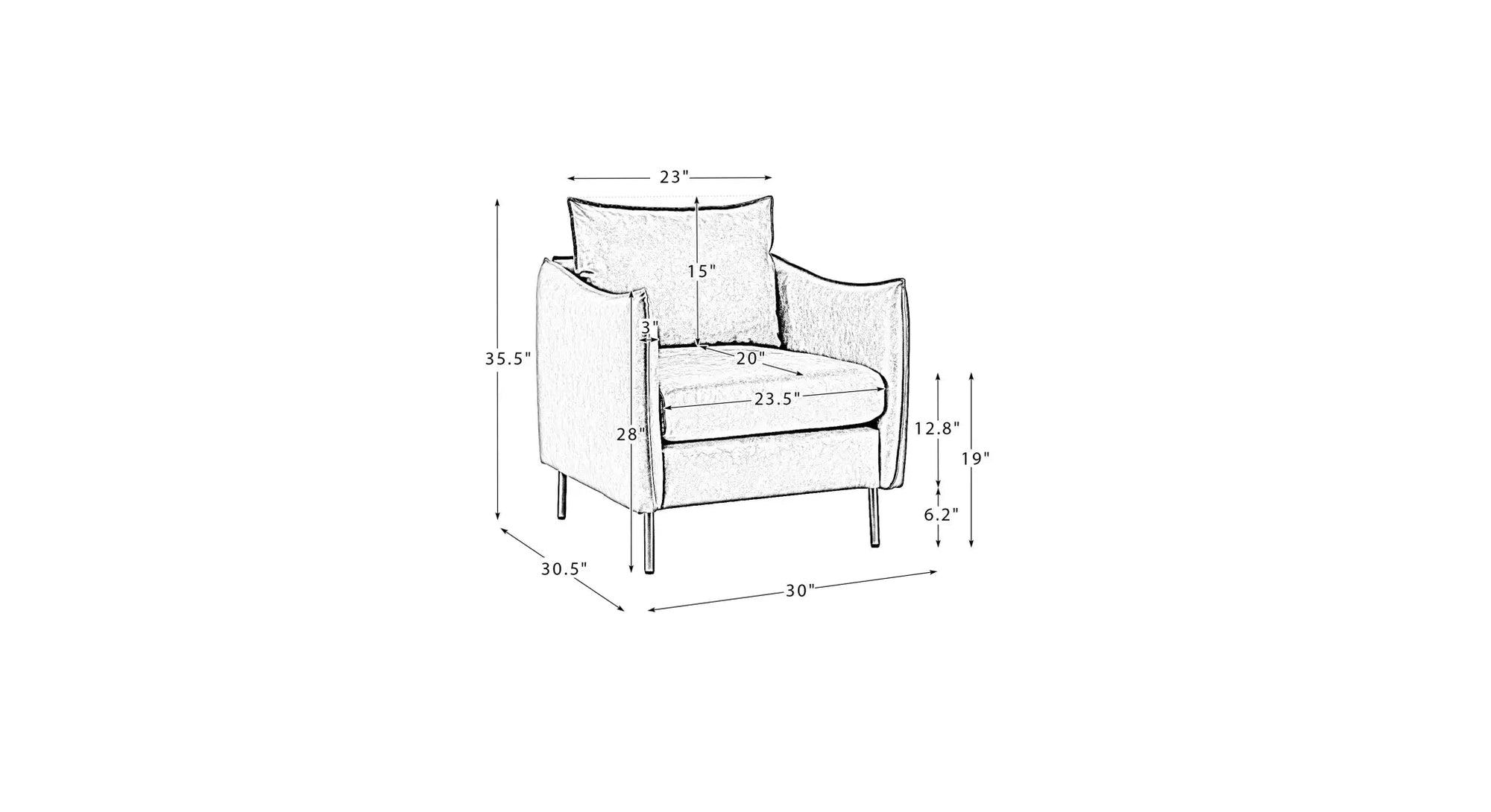 Lucas Accent Chair Black | Mid Century Accent Chair Matte Black