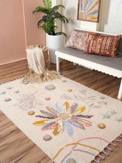 Petal Whispers Embroidered Rug