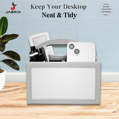 Square Vegan Leather Desk Organizer – 3-Compartment