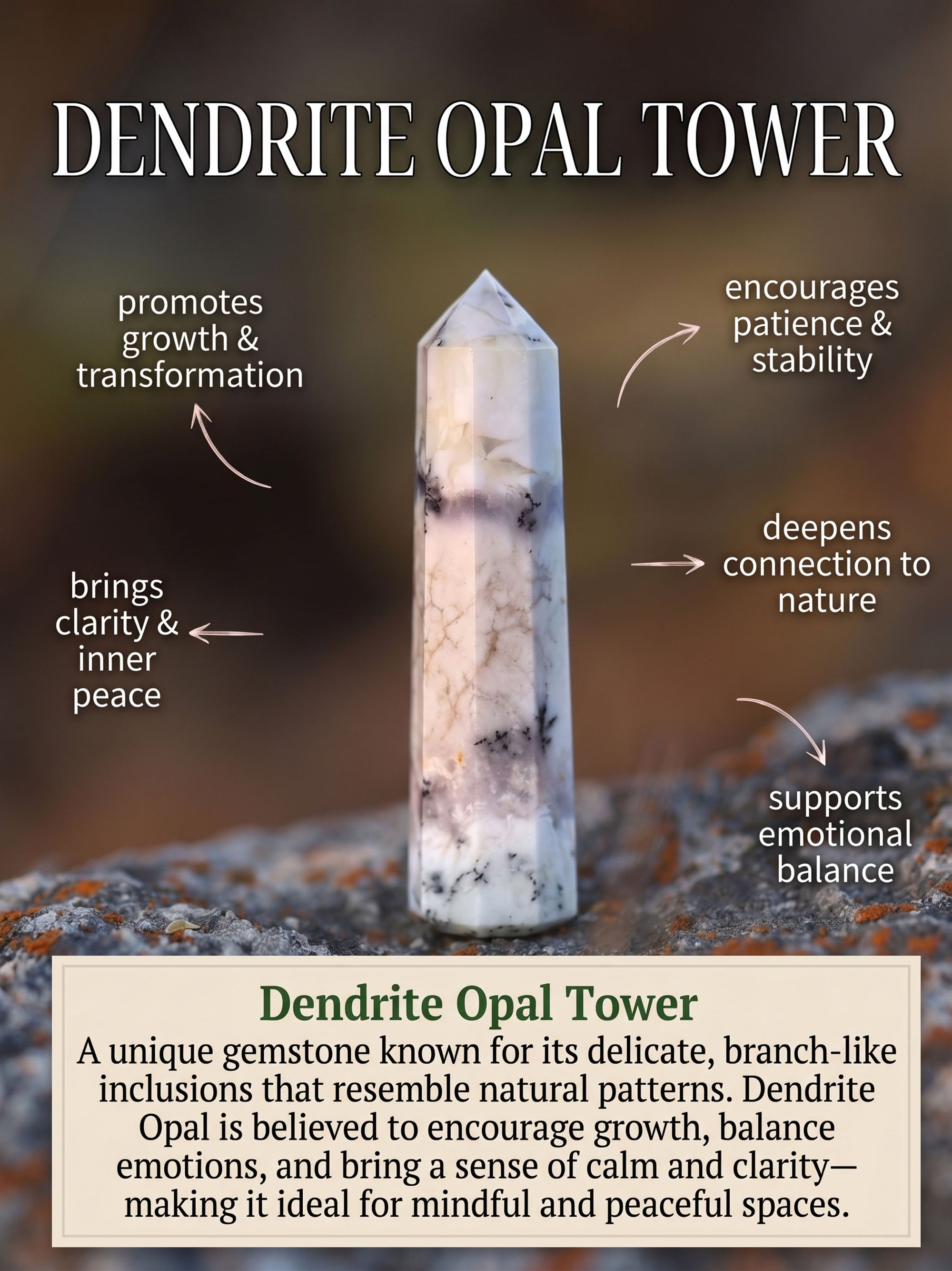 Gemstone Tower | Dendrite Opal Obelisk