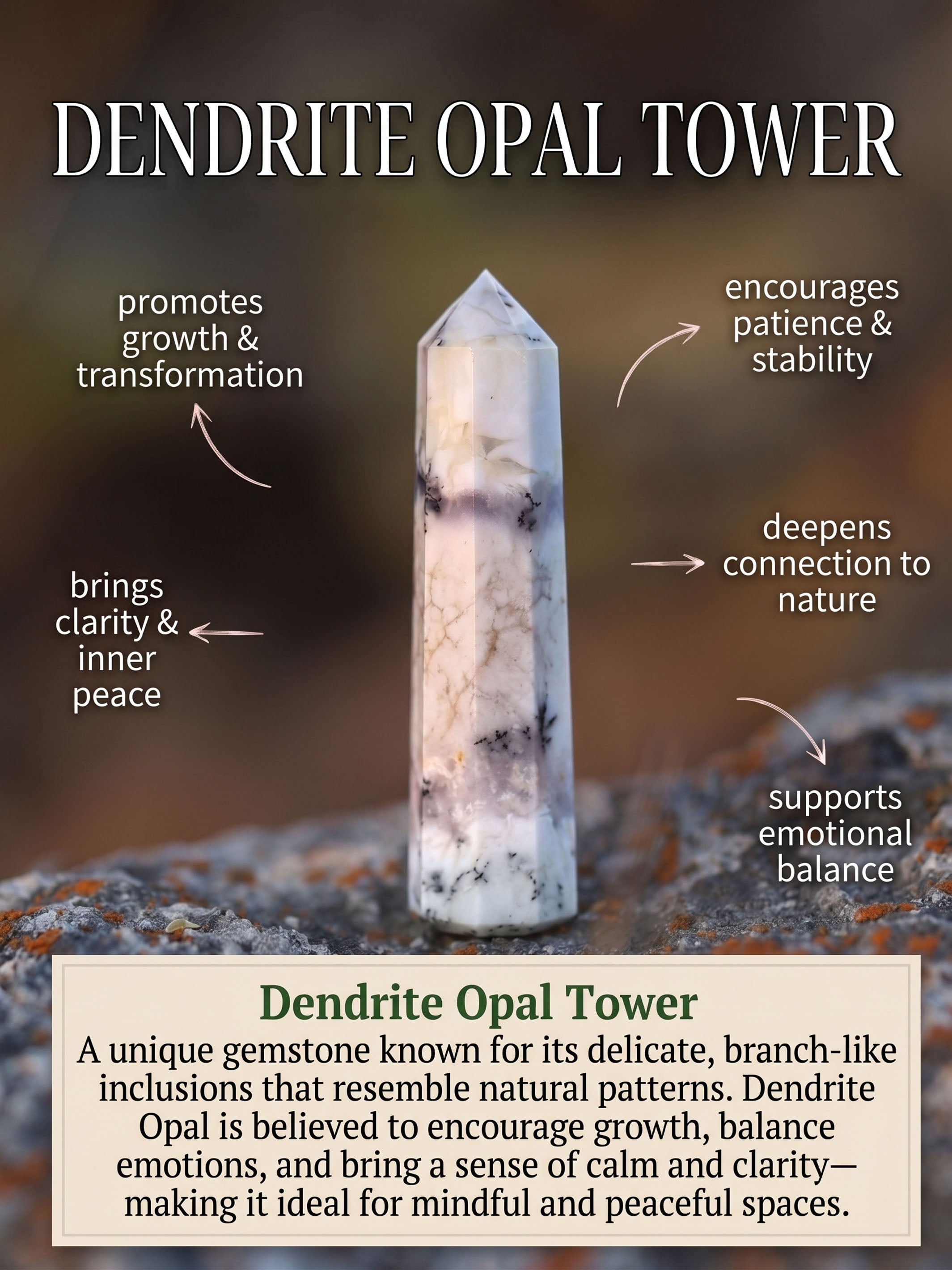 Gemstone Tower | Dendrite Opal Obelisk
