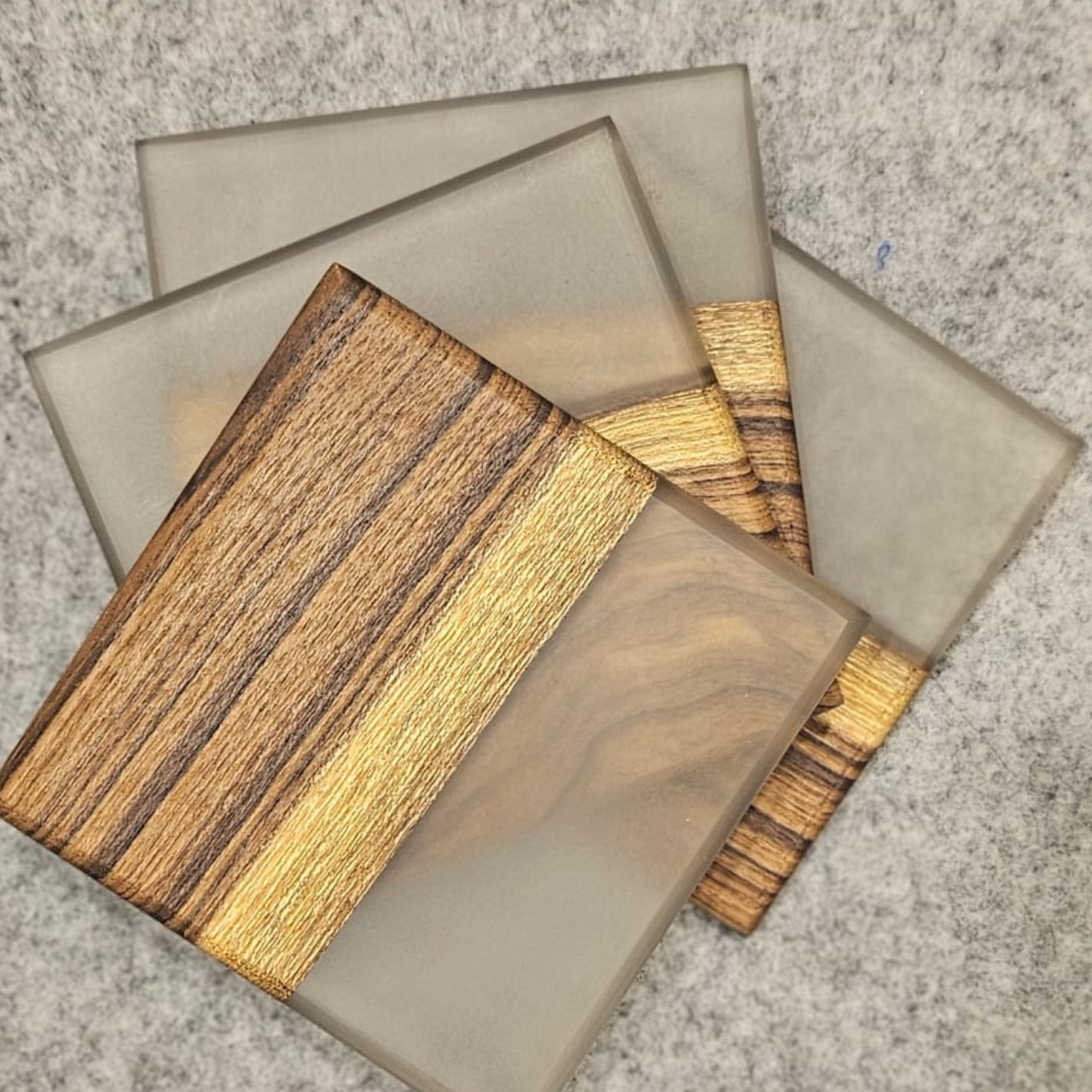 Elegant Transparent Black Epoxy Resin Coasters set of 4