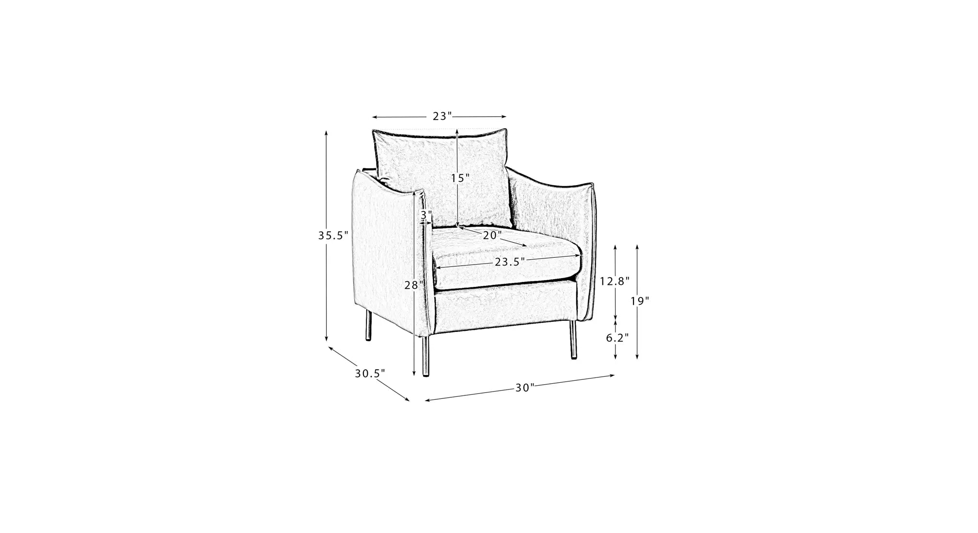 Lucas Accent Chair Grey | Mid Century Accent Chair Smoke Grey