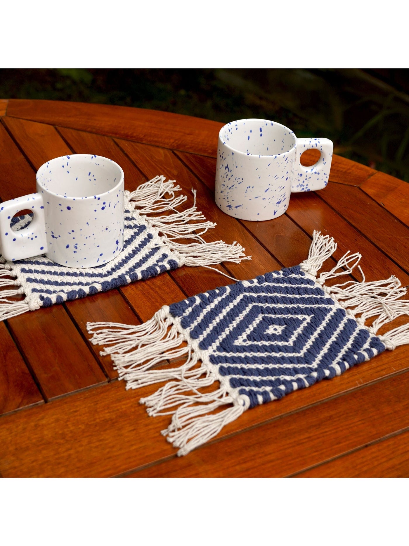 Handwoven Reversible Mug Rugs Set of 2