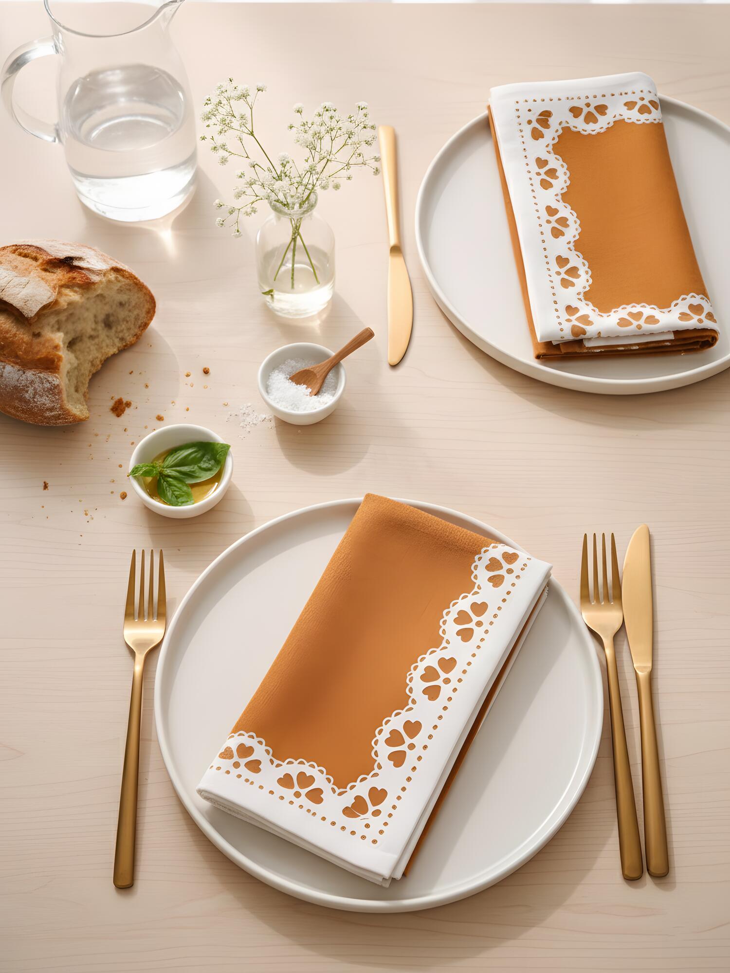 Terracotta Bloom Printed Cotton Napkins