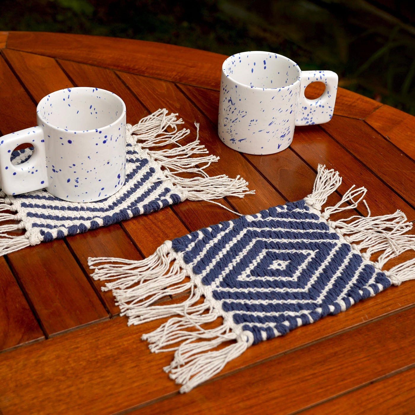 Handwoven Reversible Mug Rugs Set of 2