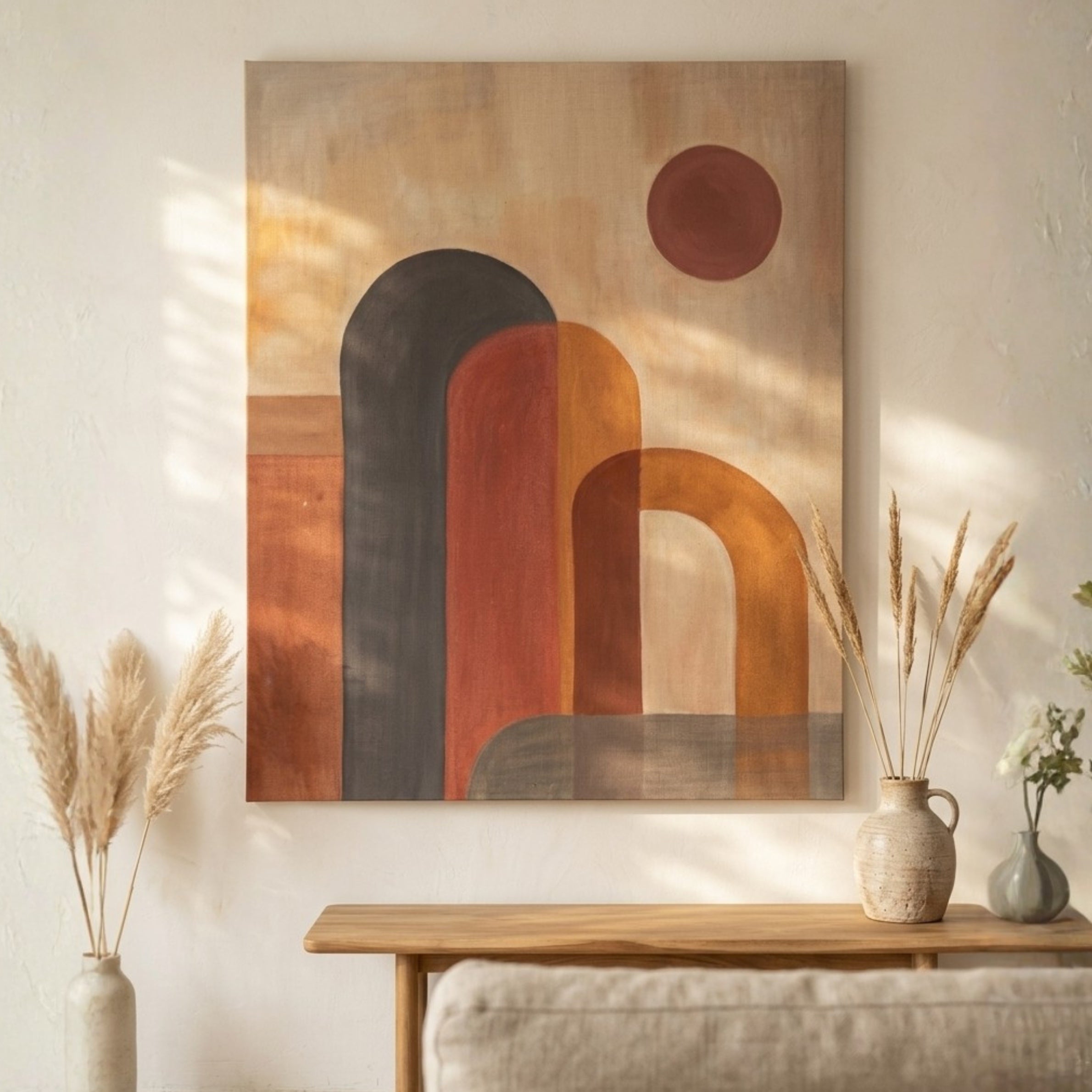 Sunset Geometry Art Modern Abstract Acrylic Painting - Product Image 
