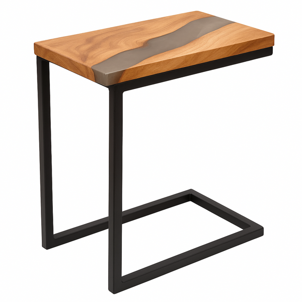 Epoxy Resin End Table in Teak Wood – Timeless Design