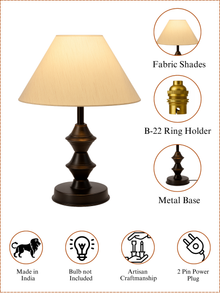 Wooden Table Lamp with Cotton Shade
