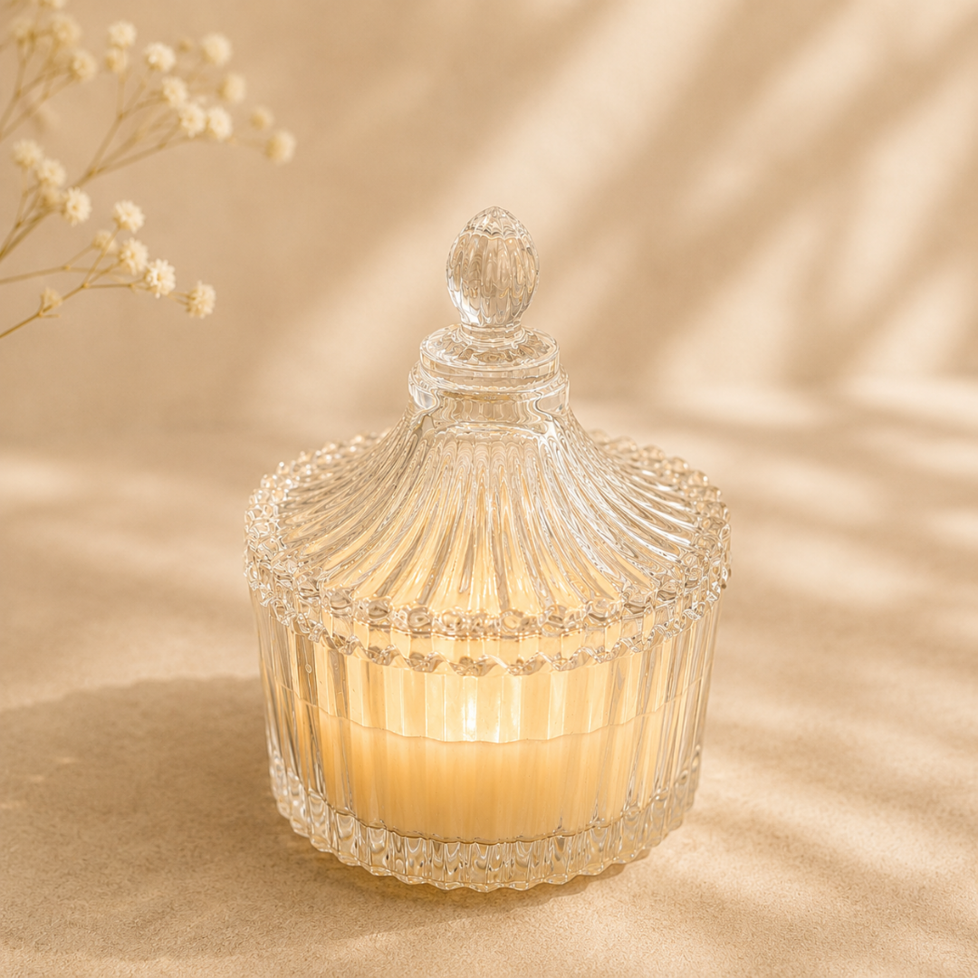 Meadow Duo Yellow & Green Glass Candle Set | Mini Genda Flower Scented Candles - https://artecasa.in/