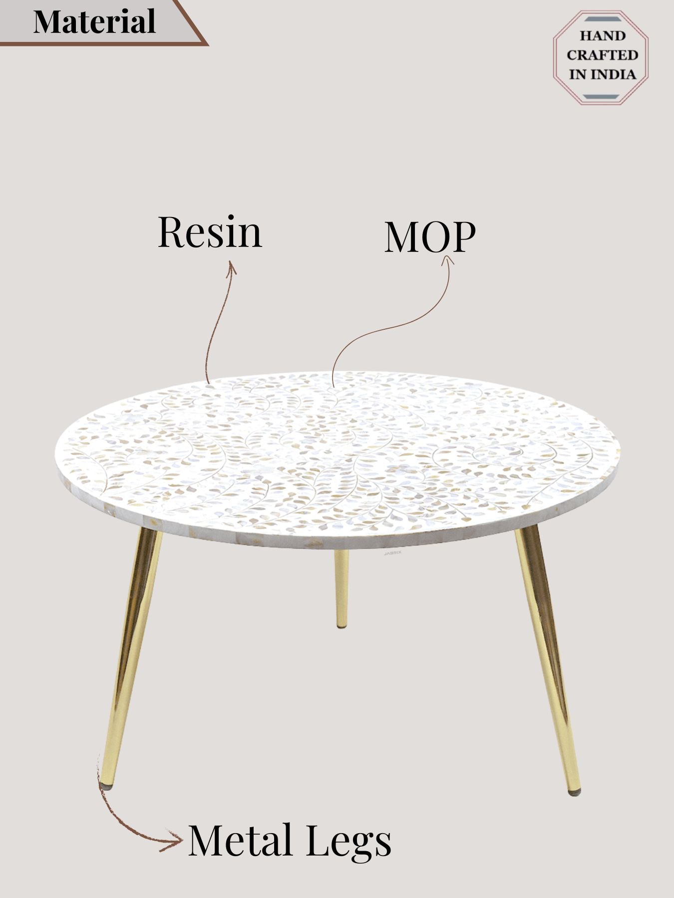 Trinity Mother of Pearl Inlay Round Coffee Table