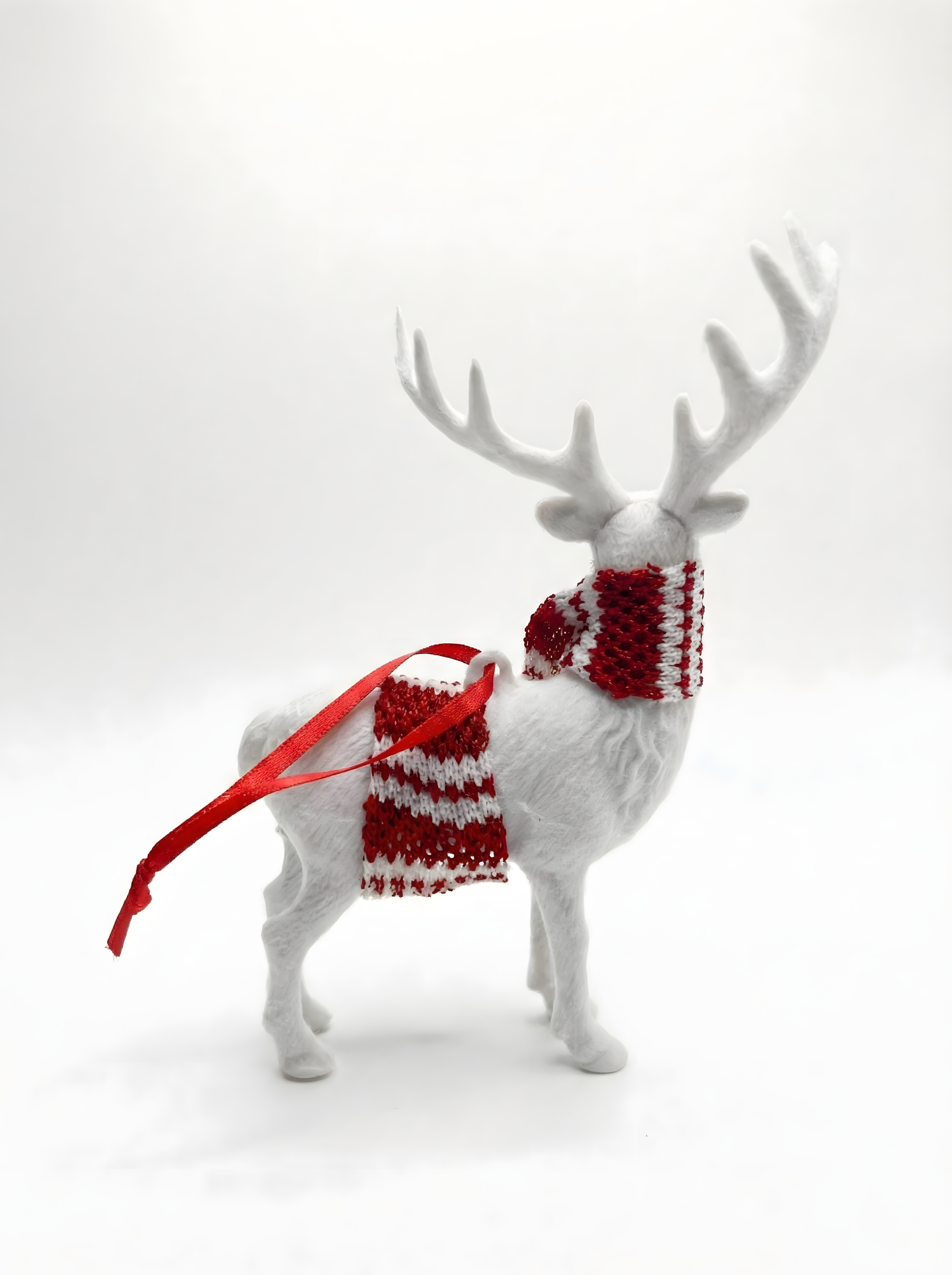 Christmas Tree Ornaments Set of 2 – Snowy Cottage and White Reindeer