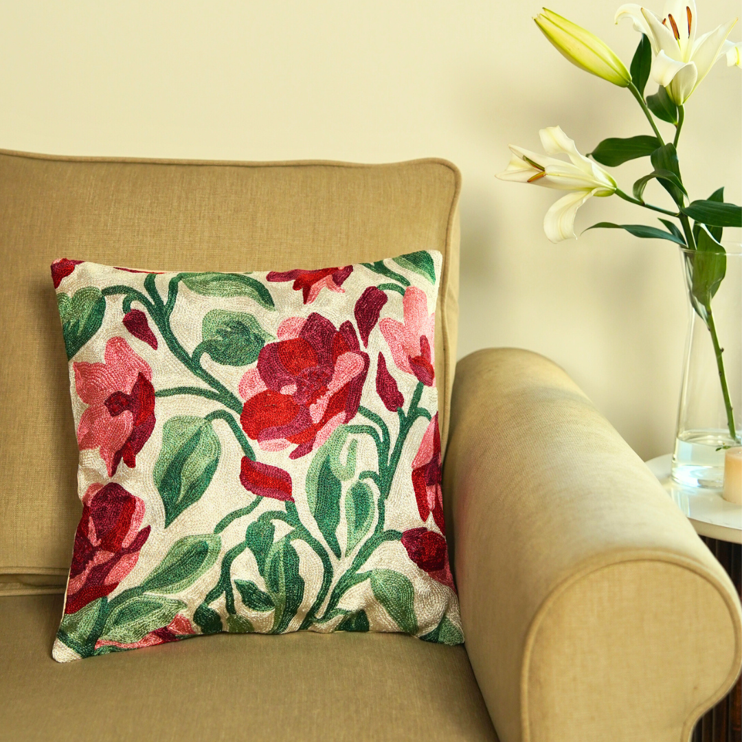 Pearl White Dense Forest  Cushion Cover