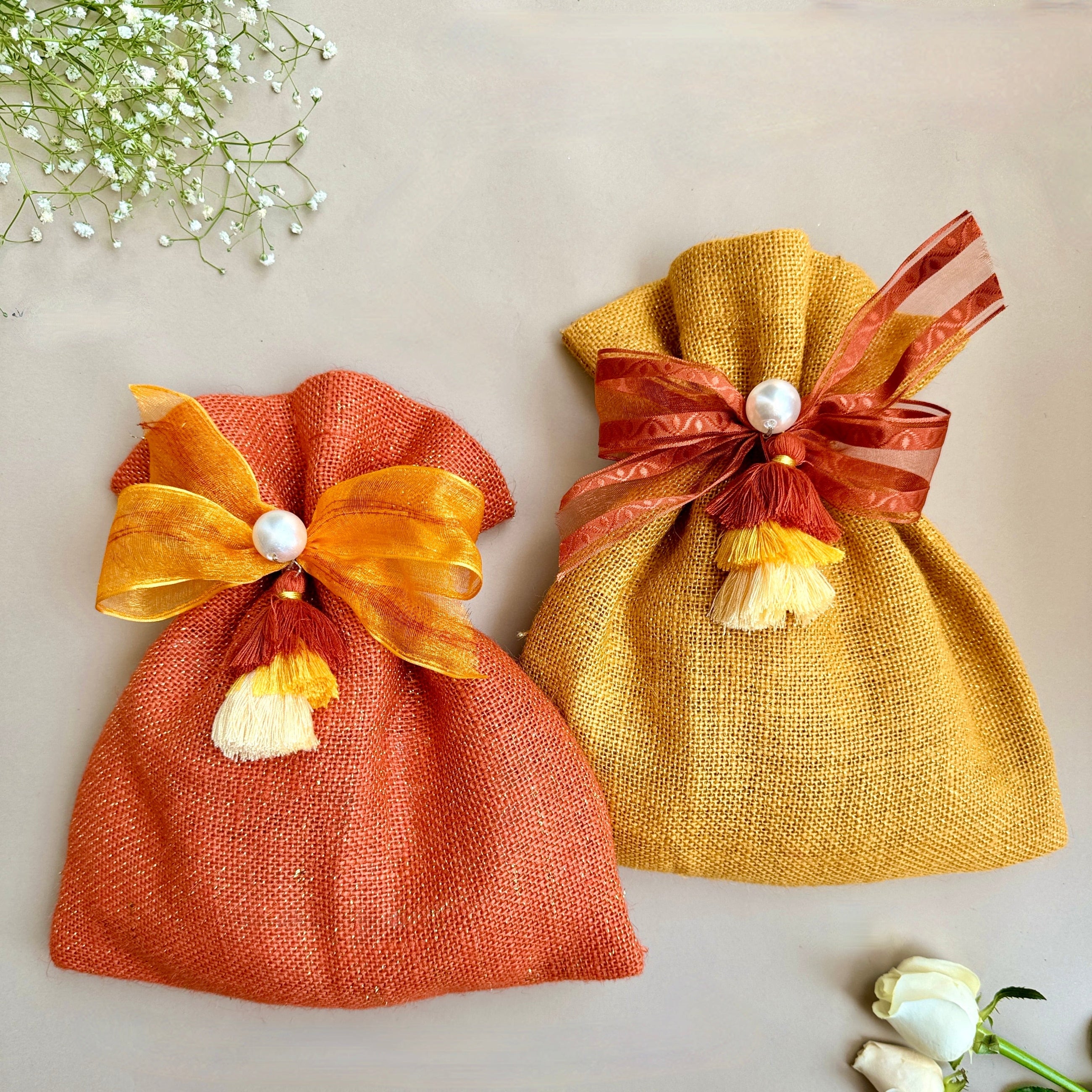 Jute Orange & Mustard Batwa Bags (Set of 2) - Product Image 