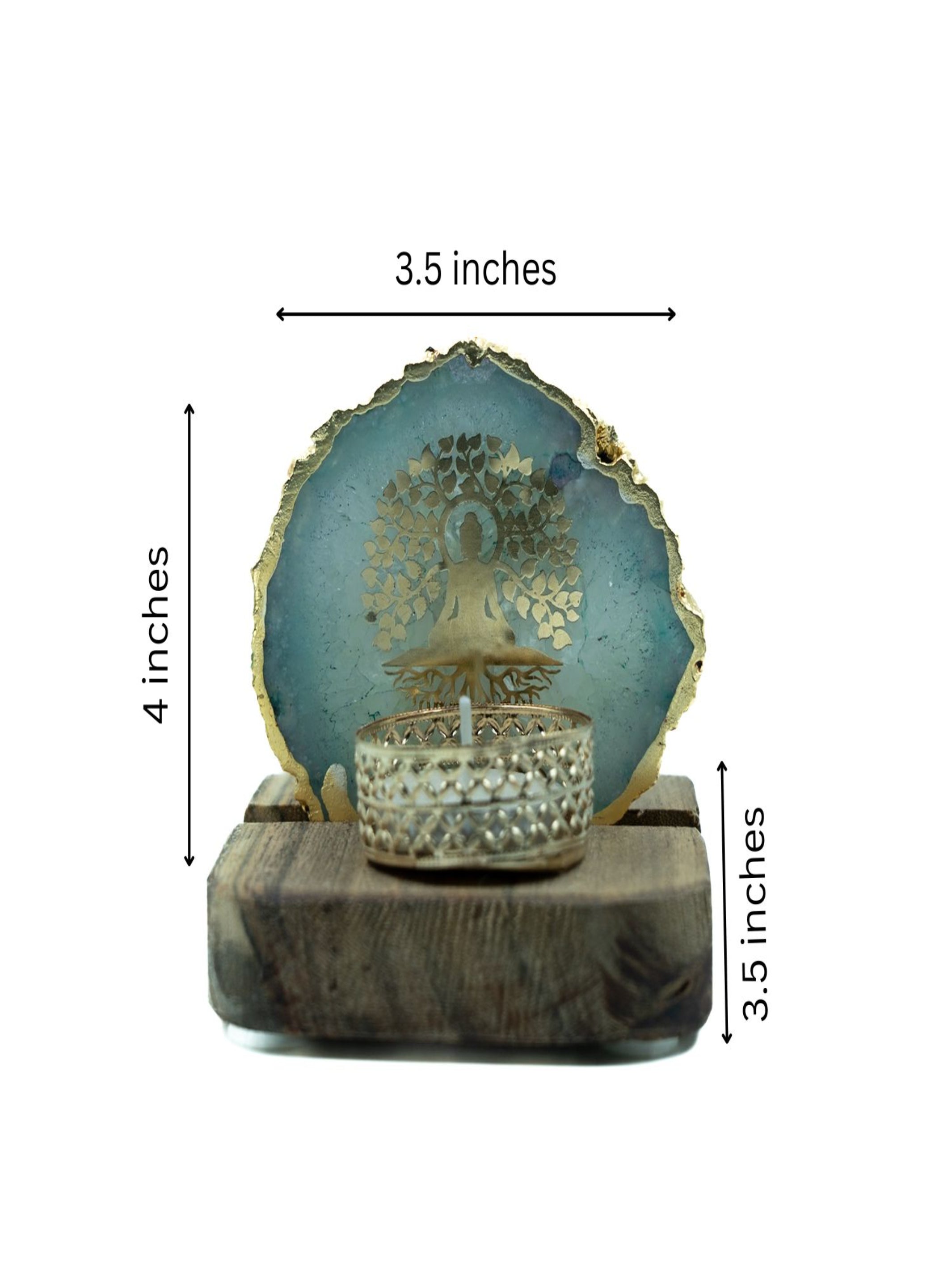 Budha Tree Agate Tealight Wooden