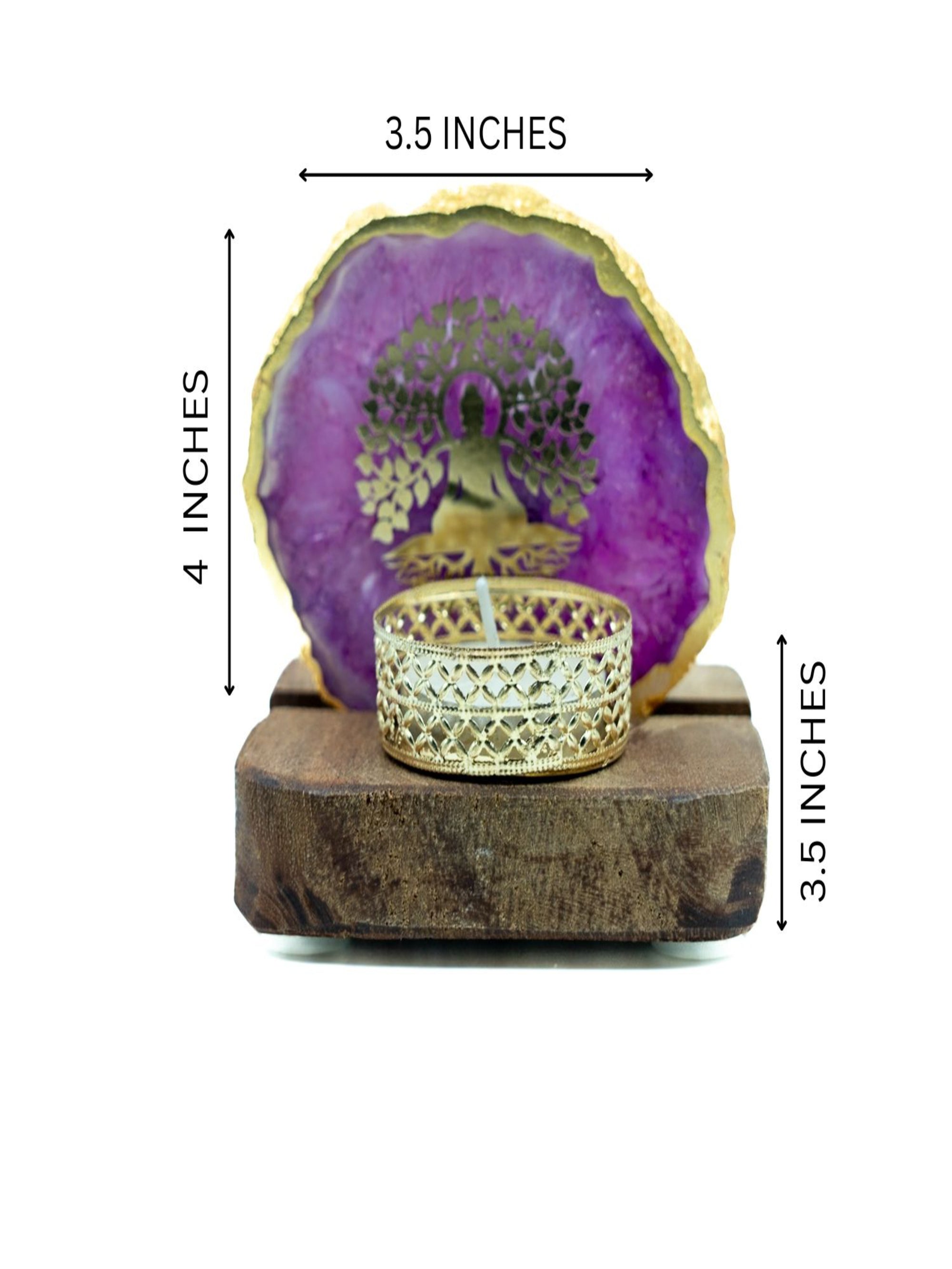 Budha Tree Agate Tealight Wooden