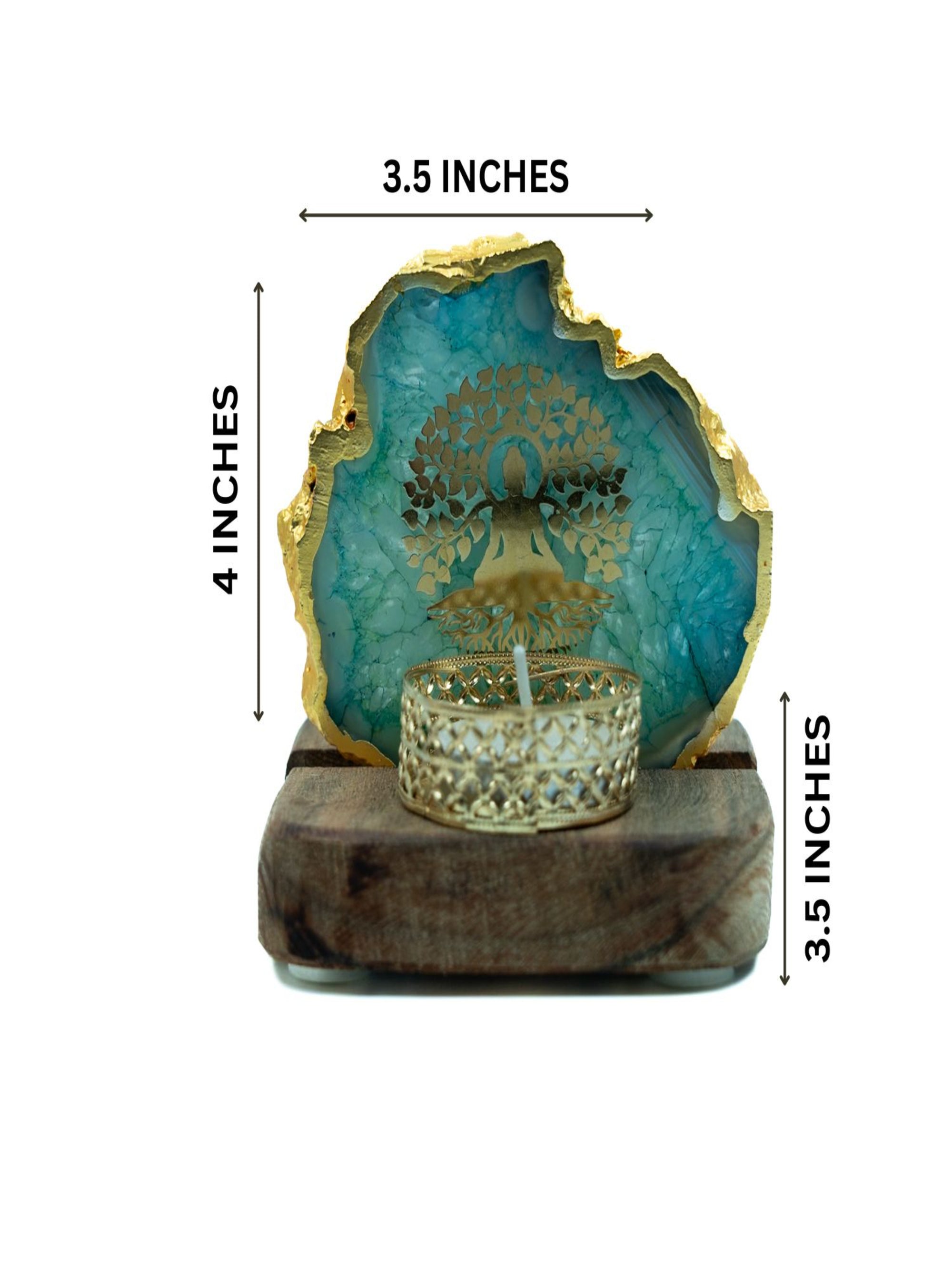 Budha Tree Agate Tealight Wooden