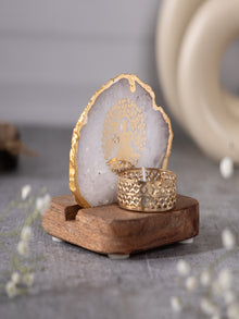 Budha Tree Agate Tealight Wooden