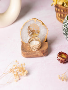 Budha Tree Agate Tealight Wooden