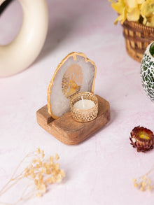 Budha Tree Agate Tealight Wooden