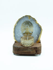 Budha Tree Agate Tealight Wooden
