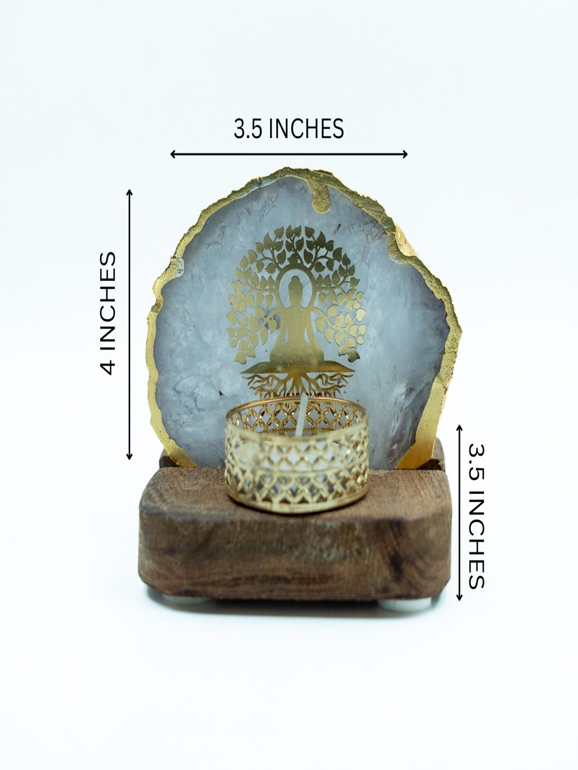 Budha Tree Agate Tealight Wooden