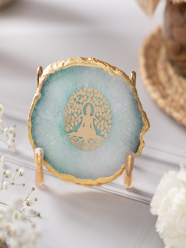 Budha Tree Agate Metal Showpeice