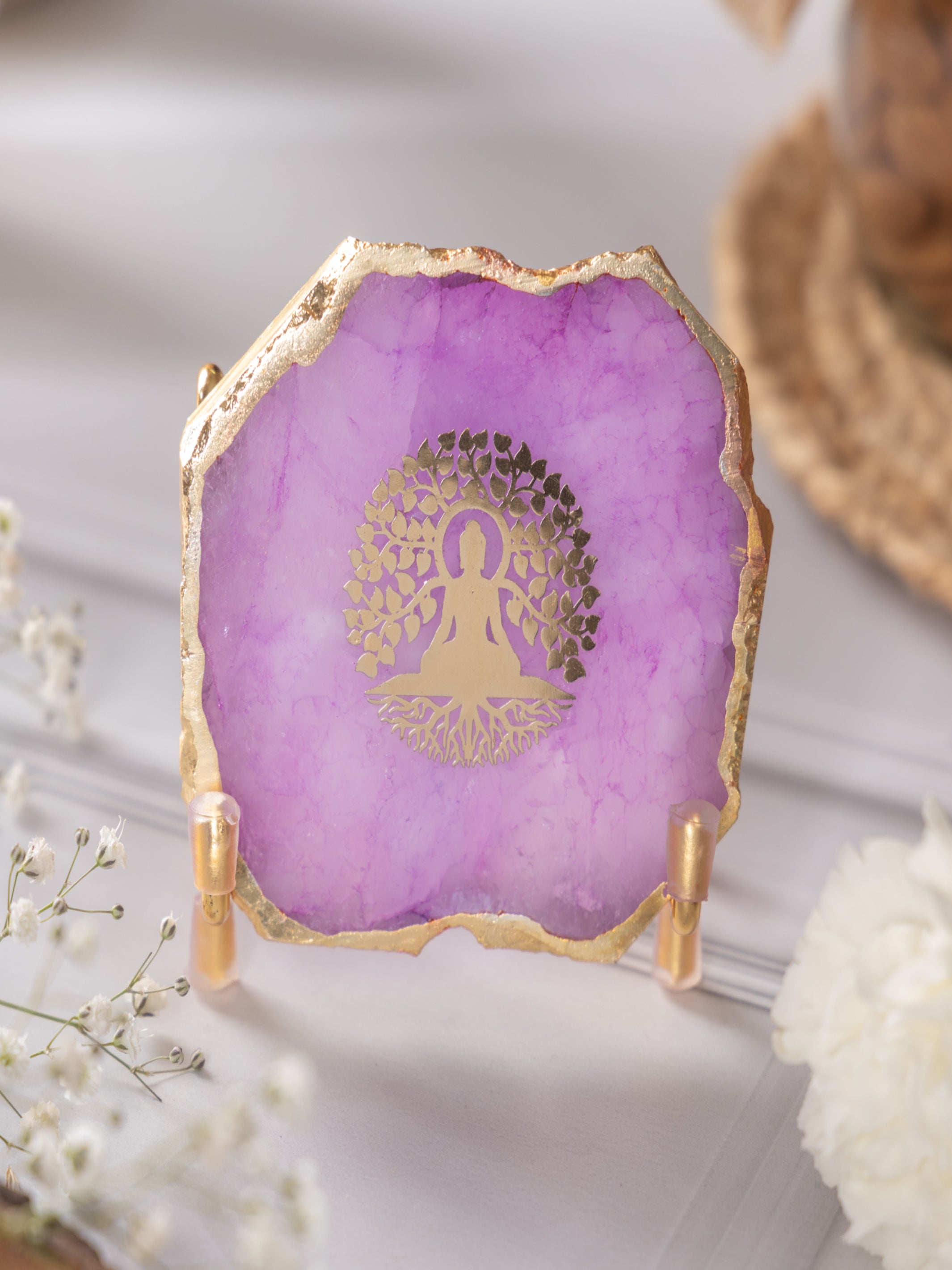 Budha Tree Agate Metal Showpeice