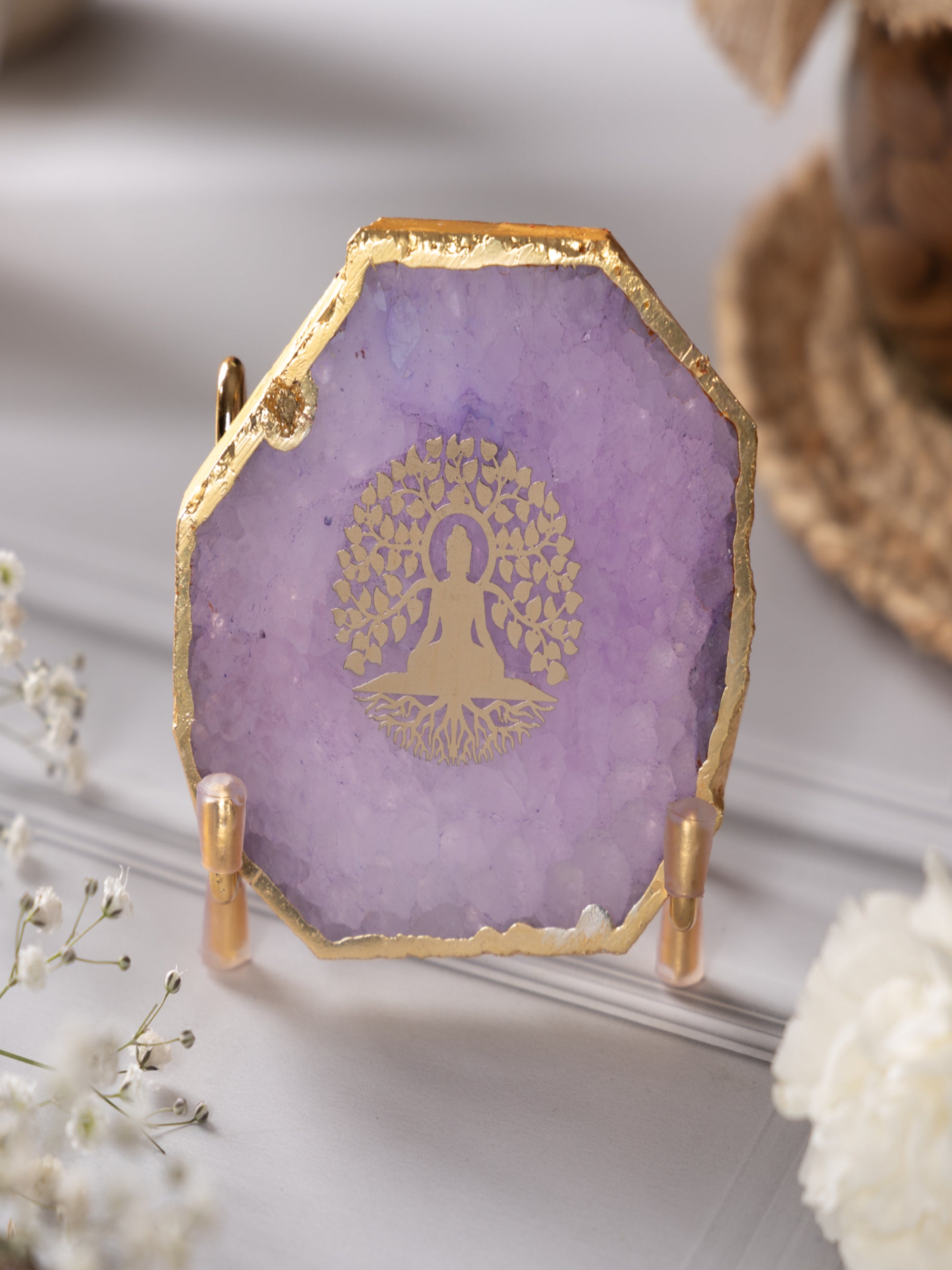 Budha Tree Agate Metal Showpeice