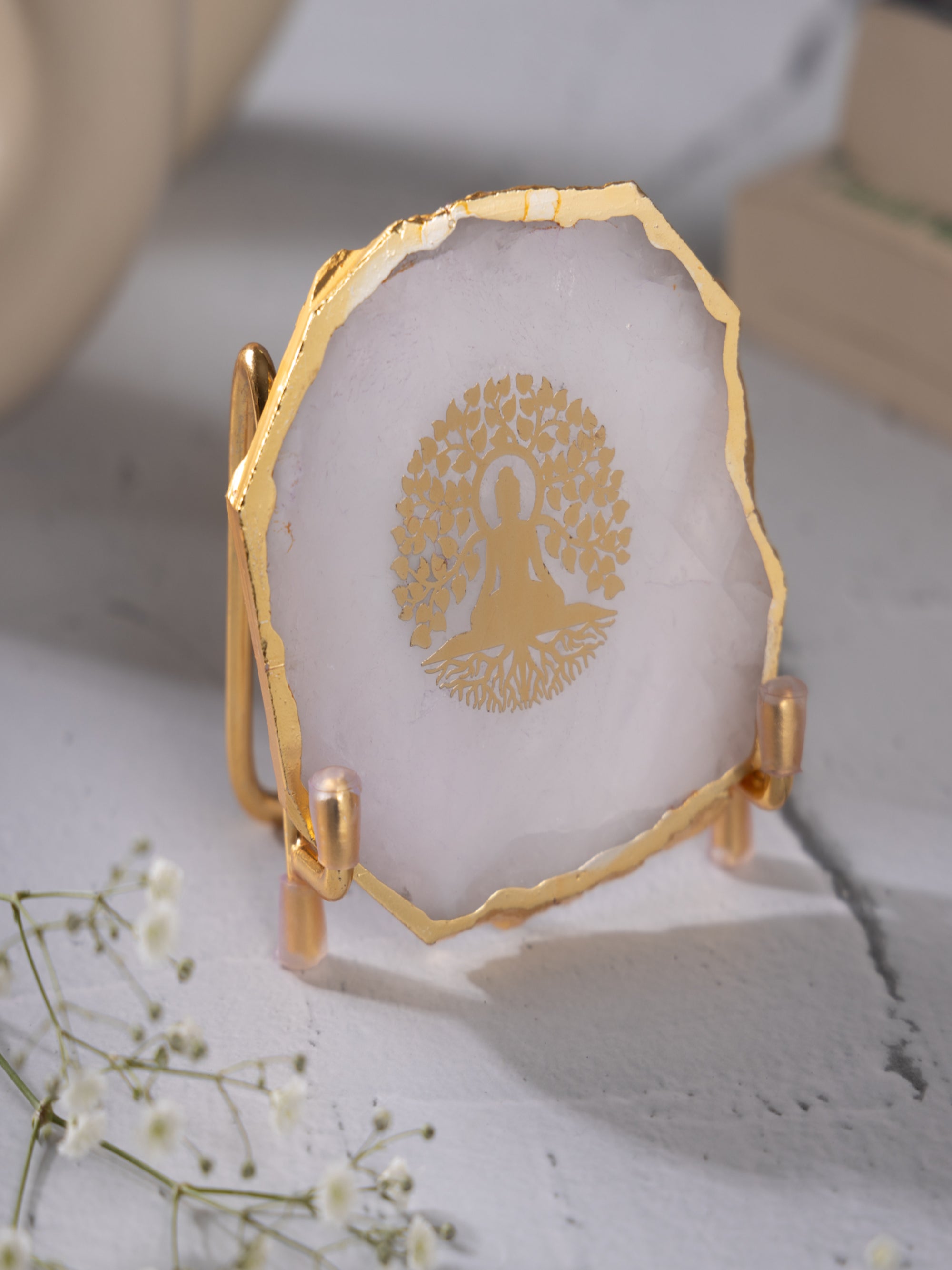 Budha Tree Agate Metal Showpeice