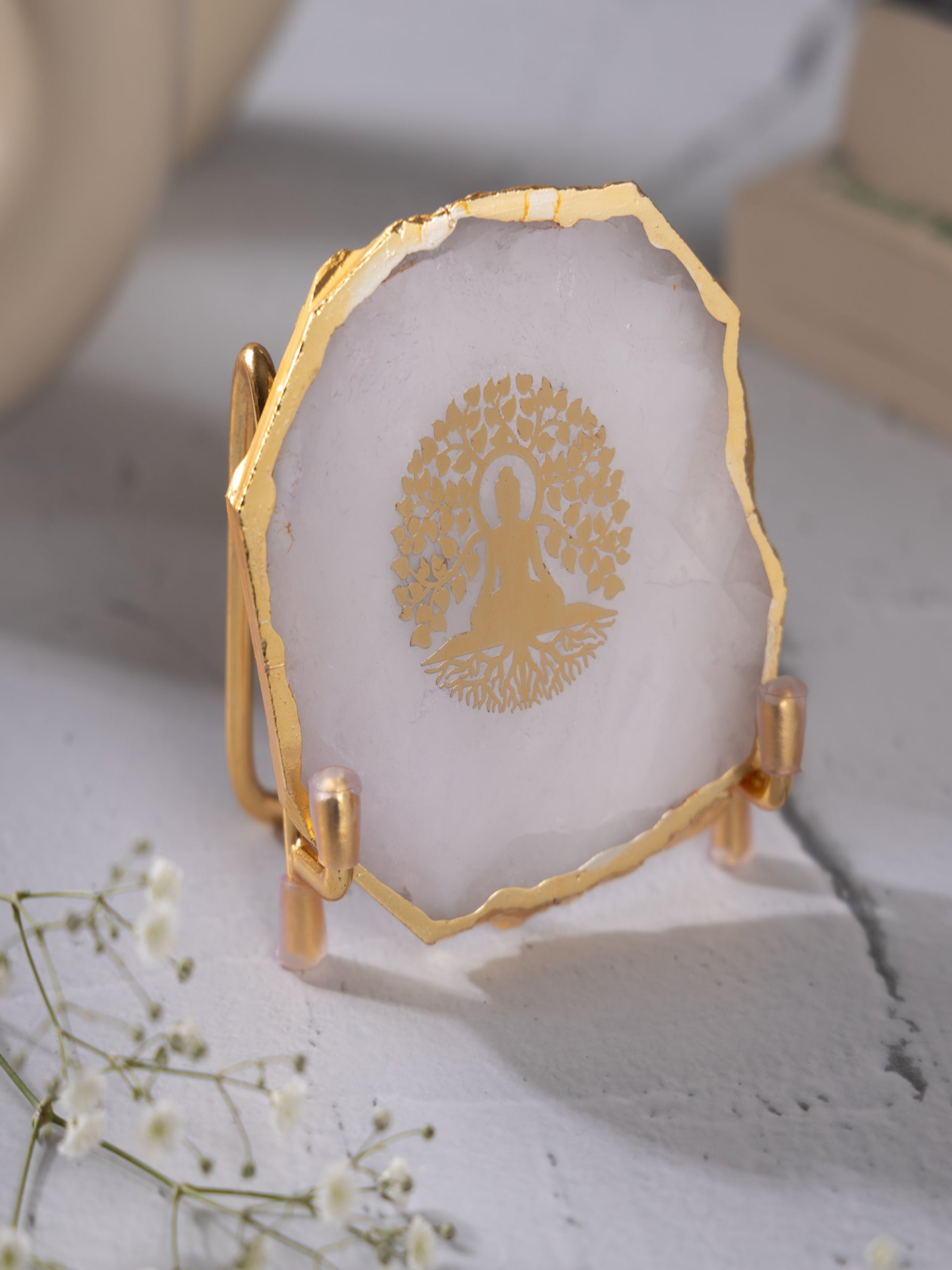 Budha Tree Agate Metal Showpeice