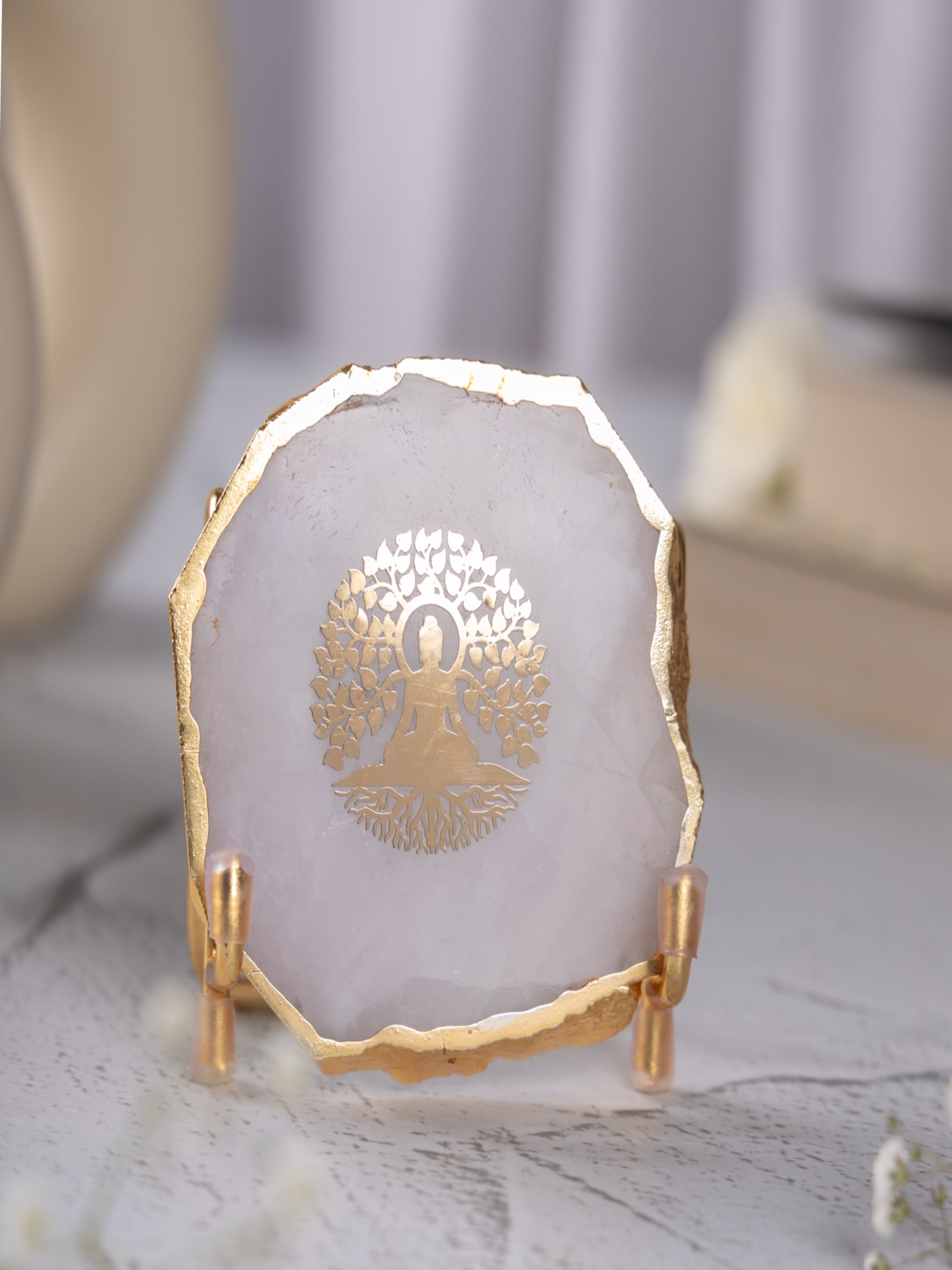 Budha Tree Agate Metal Showpeice