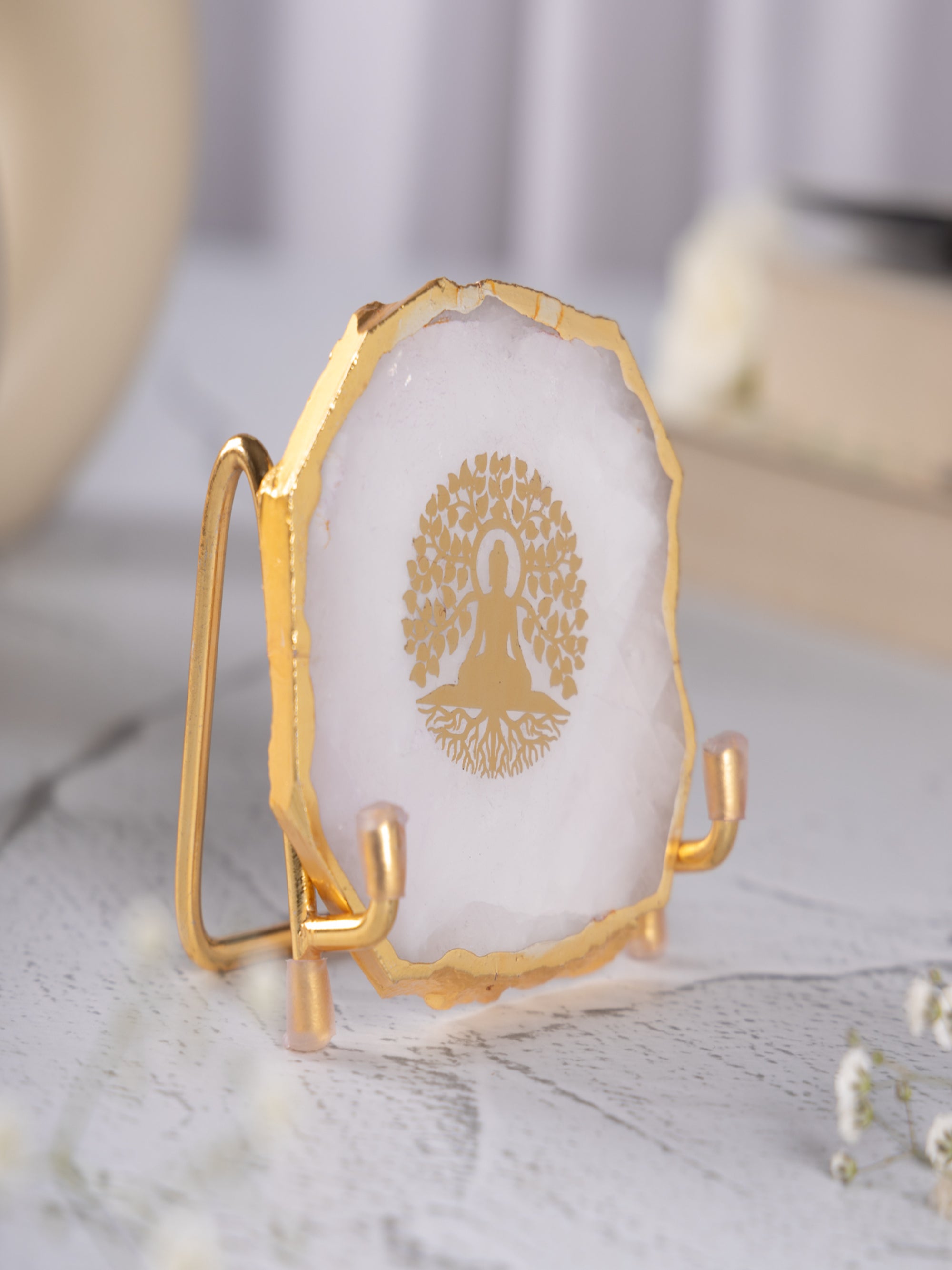 Budha Tree Agate Metal Showpeice