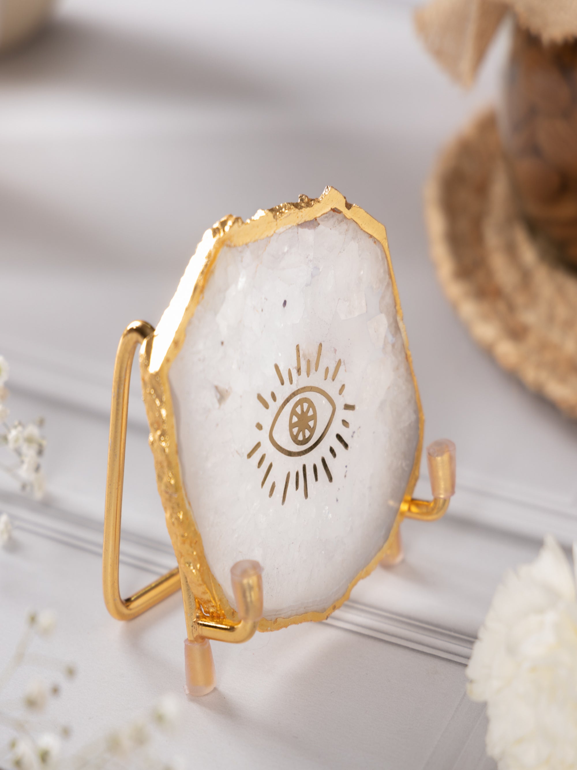 Evil Eye Agate Metal Showpeice