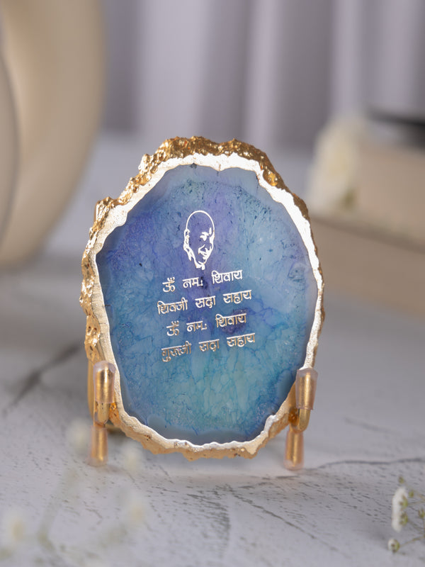 Guru Ji Mantra Agate Metal Showpeice