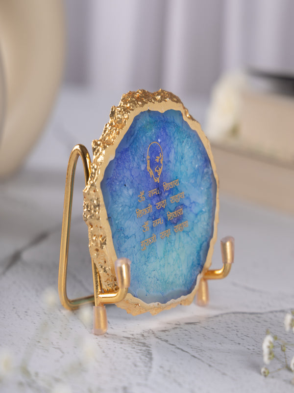 Guru Ji Mantra Agate Metal Showpeice