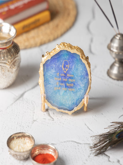 Guru Ji Mantra Agate Metal Showpeice