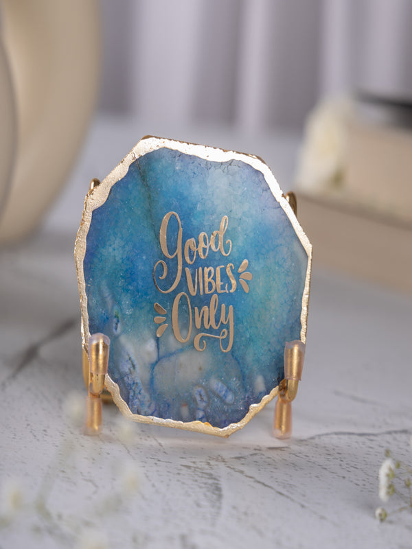 Good Vibes Agate Metal Showpeice