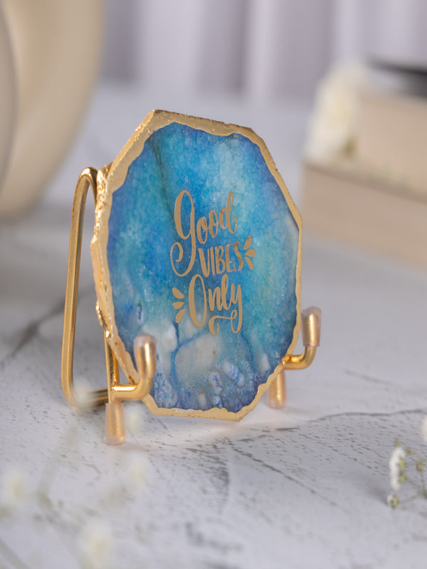 Good Vibes Agate Metal Showpeice