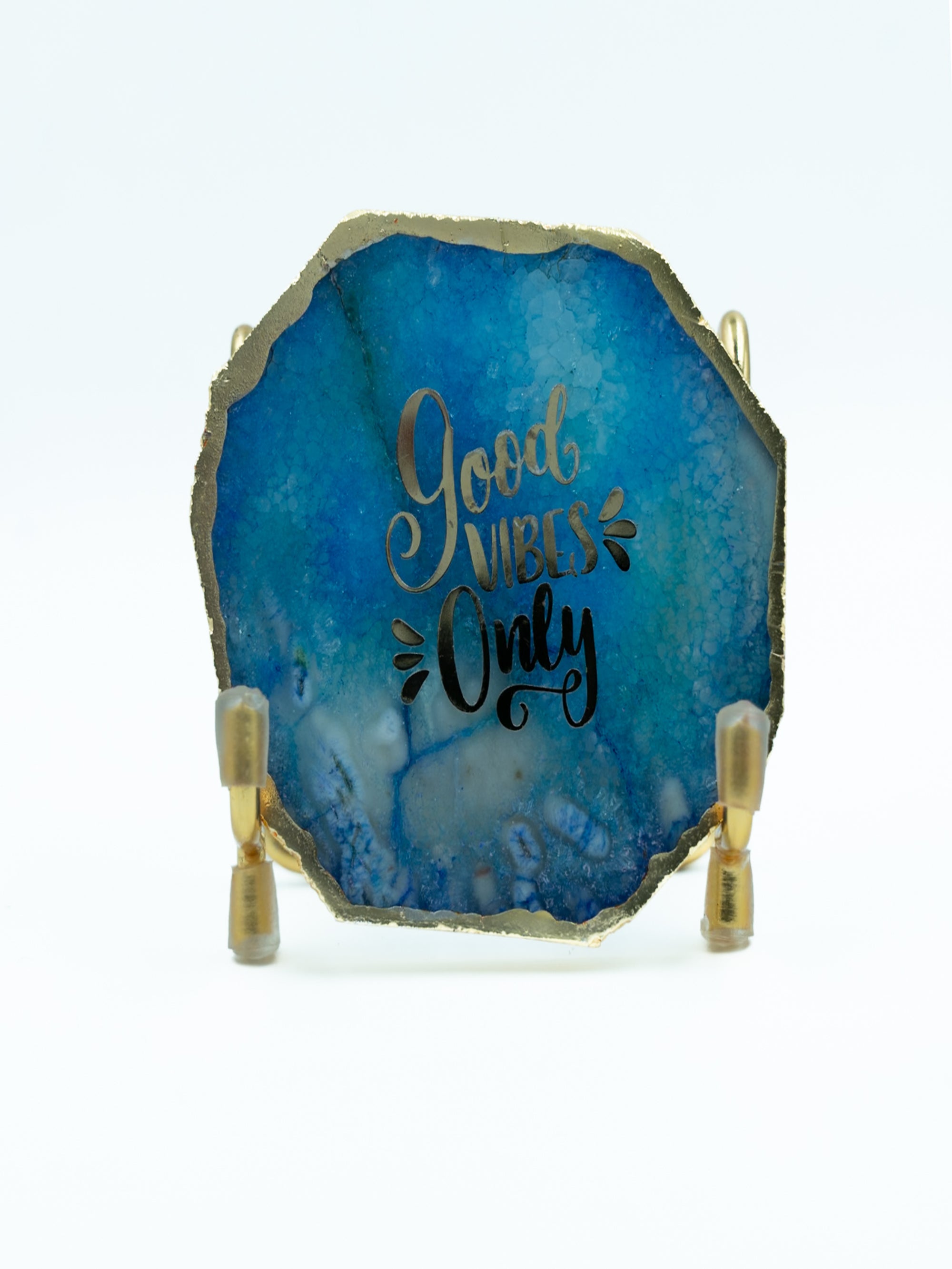 Good Vibes Agate Metal Showpeice
