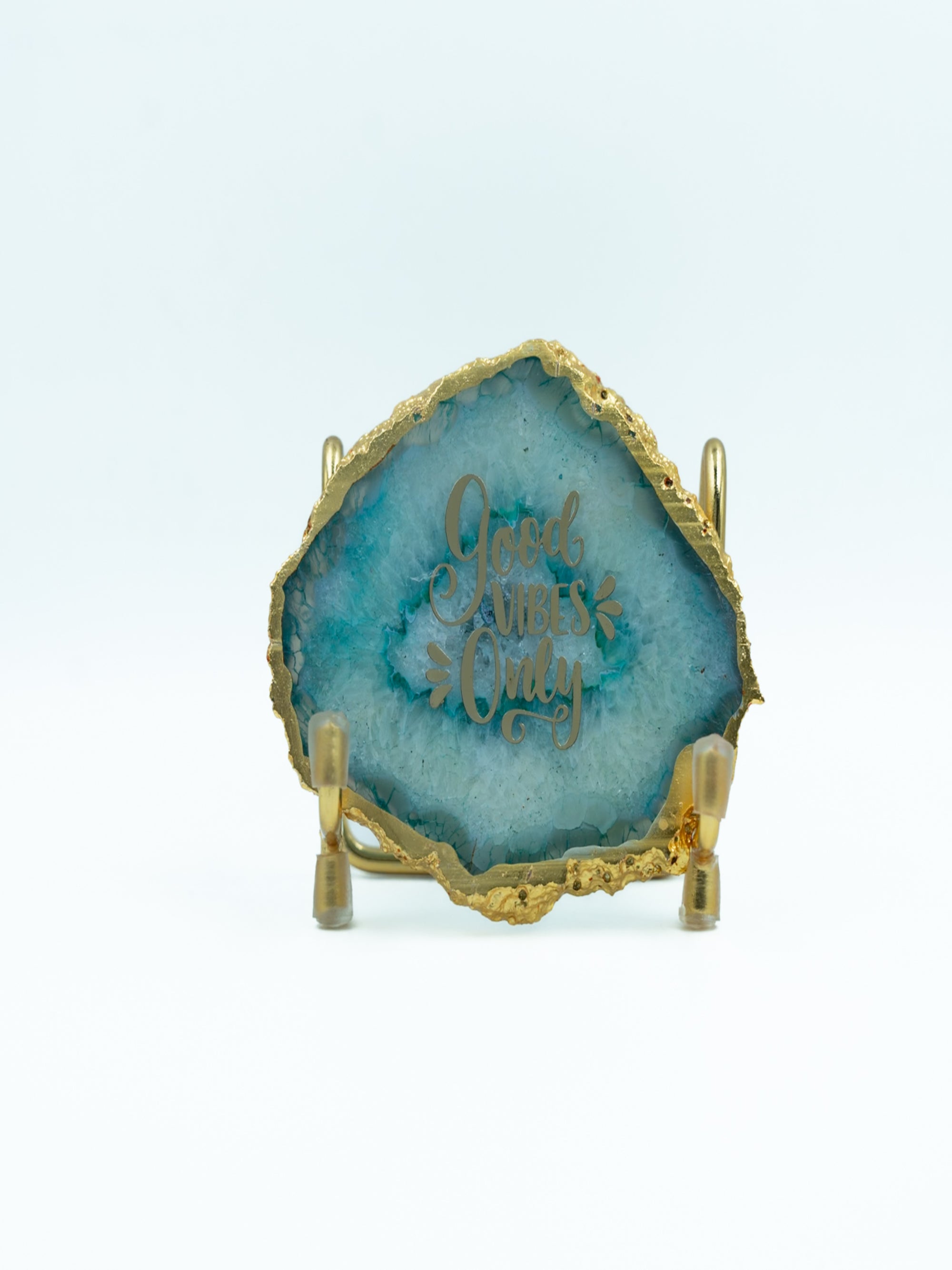 Good Vibes Agate Metal Showpeice
